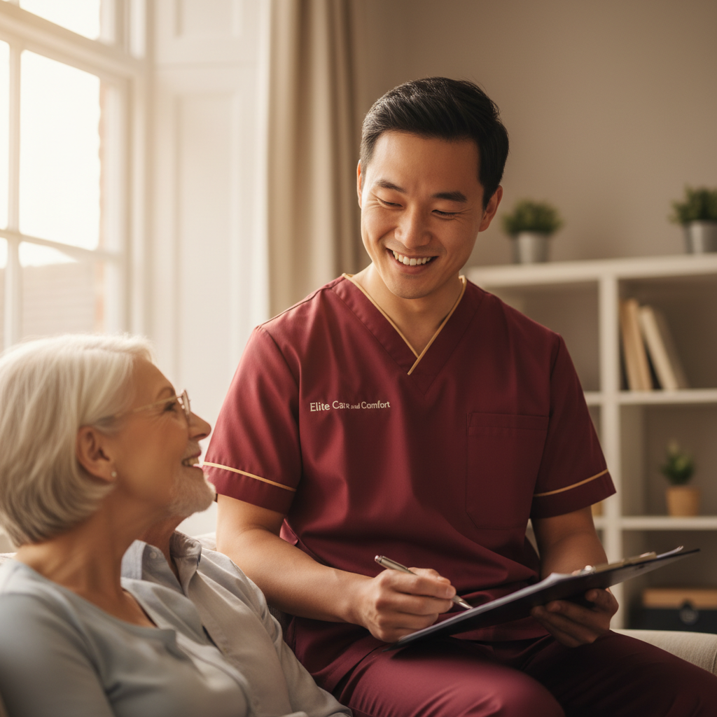 Elite Care and Comfort carer carrying out a free home care assessment in Cumbria